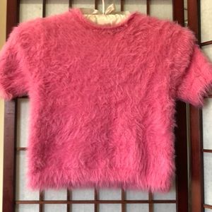 Furry pink crop top